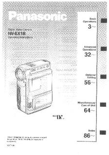 Panasonic NV EX 1 B manual. Camera Instructions.